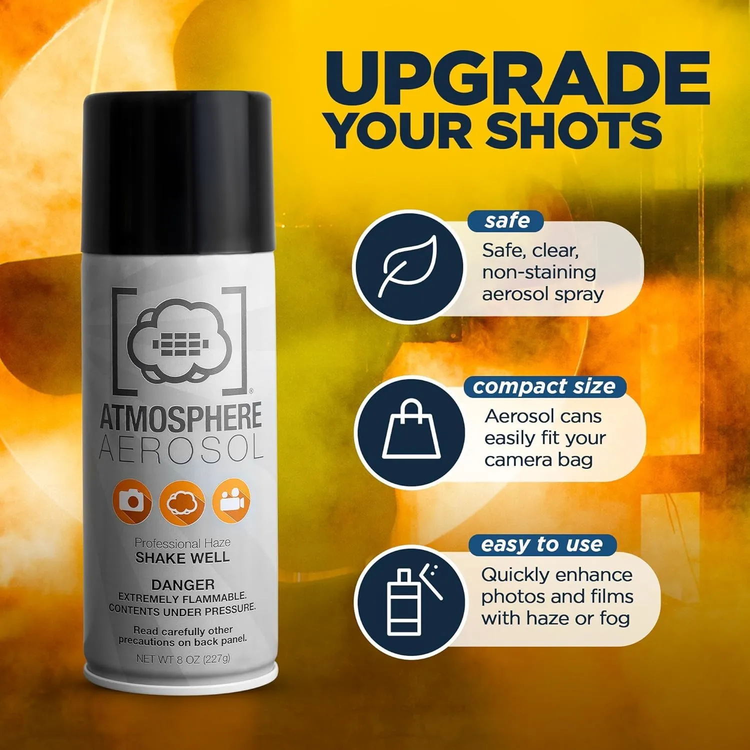 2 Pack Atmosphere Aerosol Haze/Fog Spray for Photography - Safe & Portable Mini Fog Machine Alternative - Smoke and Light Ray Effects Maker for Indoor and Outdoor, No Battery - Made in The USA