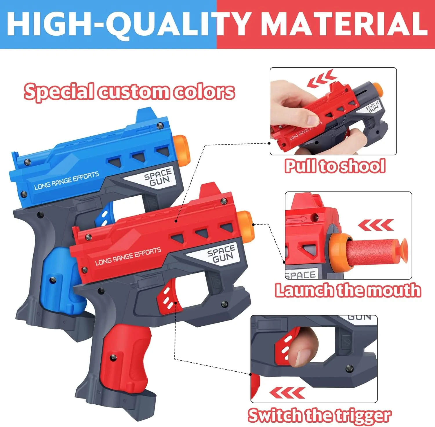 2 Pack Blaster Guns Boys Toy-with 60 Bullets &2 Wristbands, TiopLior Blaster Guns Toy Age for 4-9 Christmas Birthday Gifts &2 Safety Glasses/Face Masks for 6  Year Old Kids Games Toys