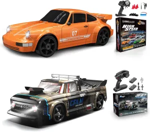2 PCS RC Drift Car, RC Drift Car 1:24 Remote Control Car 4WD 15KM/H Remote Control Car and 1:12 Fast RC Car 2.4GHz 35KM/H High Speed Performance with Gyro Racing Car Gift for Adults Kids Boys Girls