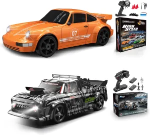 2 PCS RC Drift Car, RC Drift Car 1:24 Remote Control Car 4WD 15KM/H Remote Control Car and 1:12 Fast RC Car 2.4GHz 35KM/H High Speed Performance with Gyro Racing Car Gift for Adults Kids Boys Girls