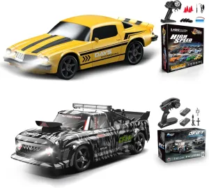 2 PCS RC Drift Car, RC Drift Car 1:24 Remote Control Car 4WD 15KM/H Remote Control Car and 1:12 Fast RC Car 2.4GHz 35KM/H High Speed Performance with Gyro Racing Car Gift for Adults Kids Boys Girls