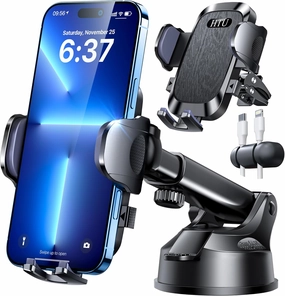 2025 Ultimate Car Phone Mount【80 LBS Strongest Suction & Military-Grade】【Patent & Safety Certs】 Cell Phone Holder Truck Stand for Dashboard Windshield Vent for iPhone 16 Pro Max 15 14 (Black)