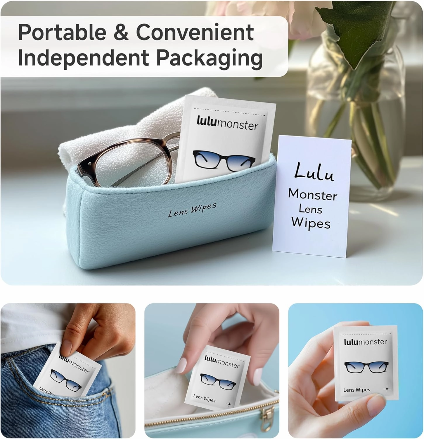 220 Count Anti Fog Lens Wipes for Eyeglasses, [Pre-Moistened Individually Wrapped Wipes] [Non-Scratching & Non-Streaking] Cleaner Wipes for Glasses, Sunglass, Phone Screen Camera Lens, Goggles