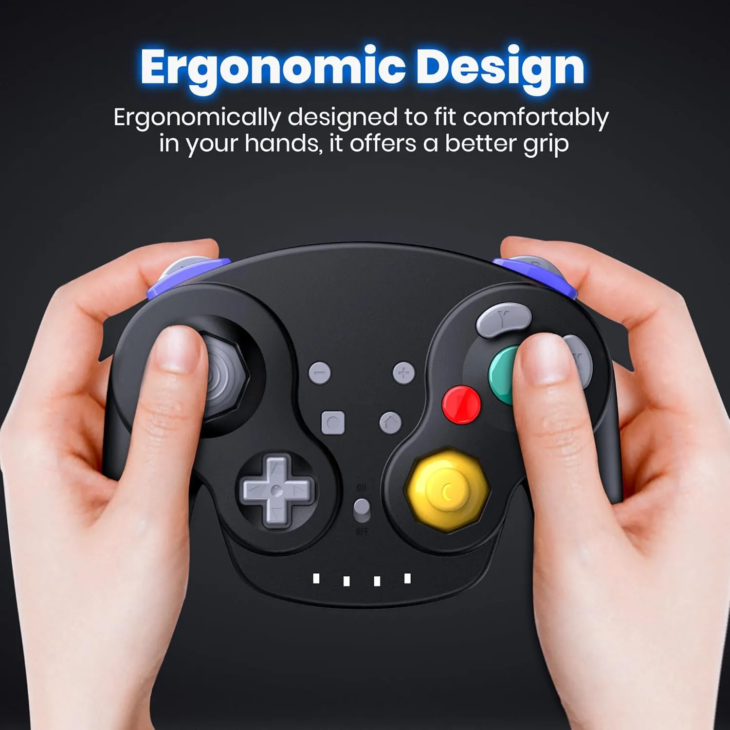 2.4 GHz Wireless GameCube Controller, for NGC GameCube Console (Built-in Rumble) (Analog Stick) (Analog Triggers) (Rechargeable) (Plug and Play) Black