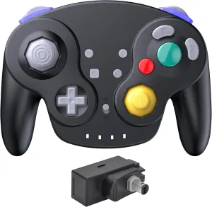 2.4 GHz Wireless GameCube Controller, for NGC GameCube Console (Built-in Rumble) (Analog Stick) (Analog Triggers) (Rechargeable) (Plug and Play) Black