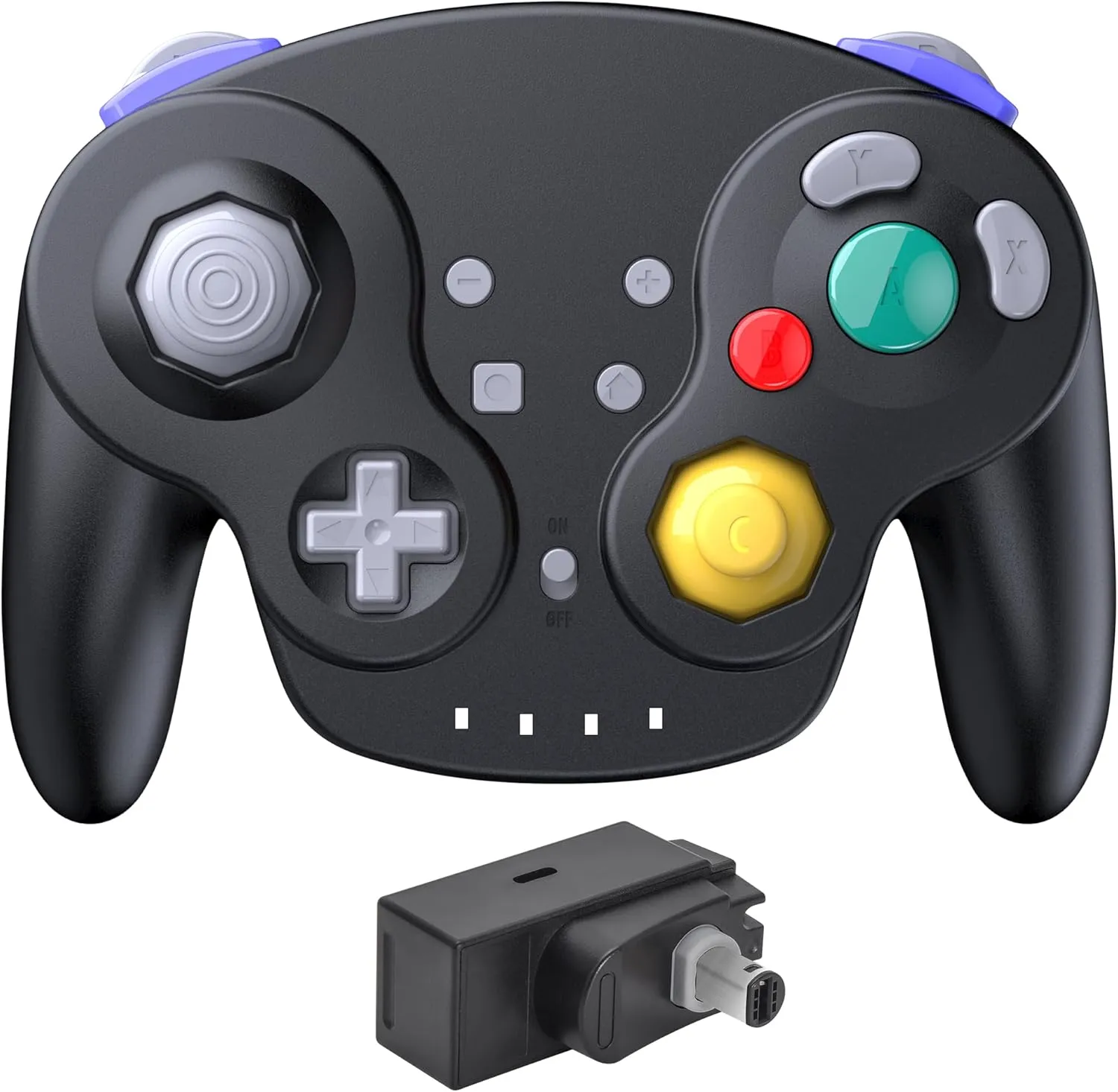 2.4 GHz Wireless GameCube Controller, for NGC GameCube Console (Built-in Rumble) (Analog Stick) (Analog Triggers) (Rechargeable) (Plug and Play) Black