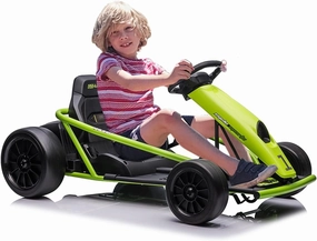 24V 9Ah Kids Ride-On Go-Kart Toy, High-Speed 8MPH Drifting Car with Powerful Motors, Large Seat, Slow Start Function, High/Low Speed Modes, Music, Max Load 180 Lbs, Racing Toy for Ages 8-12(Green)