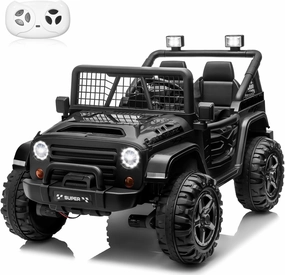 24V Ride on Car with Remote Control, XL 2 Seater 4WD/2WD Switchable Electric Car for Kids w/20 Inch Wide Seat, Gift Flower, 4X200W Power Car Wheels 24 Volt Big Jeeps for Boys Girls, Black