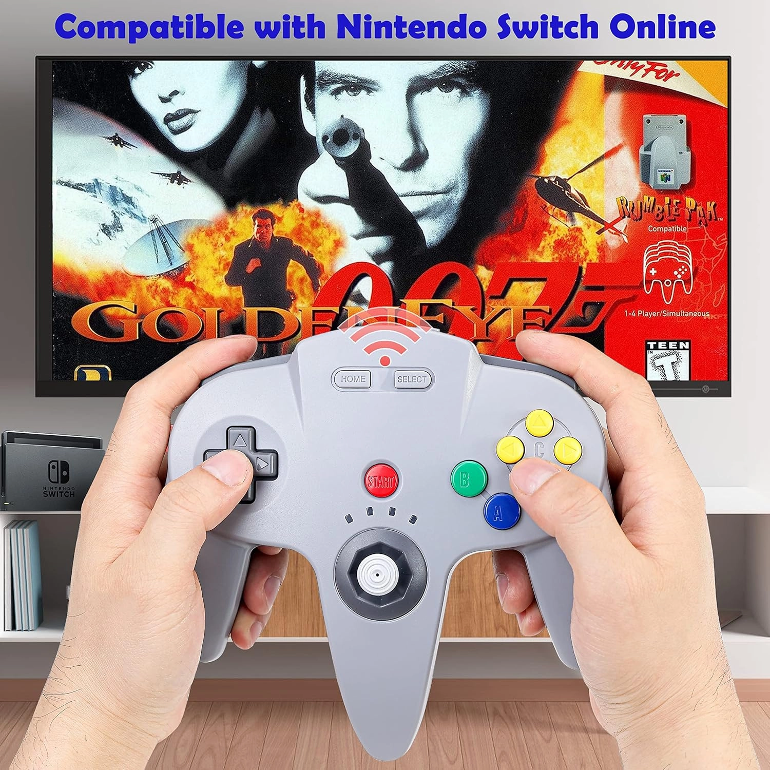 2.4 GHz Wireless N64 Switch Online Controller, USB Receiver & N64 Receiver, Compatible with Windows PC iOS Mac Raspberry Pi, N64 / Switch Online/NSO - (Rechargeable) (Plug and Play) (2 Pack)
