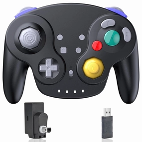2.4 GHz Wireless NGC Switch Online Controller, USB Receiver & GameCube Receiver, Compatible with Windows PC iOS Mac Raspberry Pi, GameCube/Switch NSO - (Rechargeable) (Plug and Play) Black