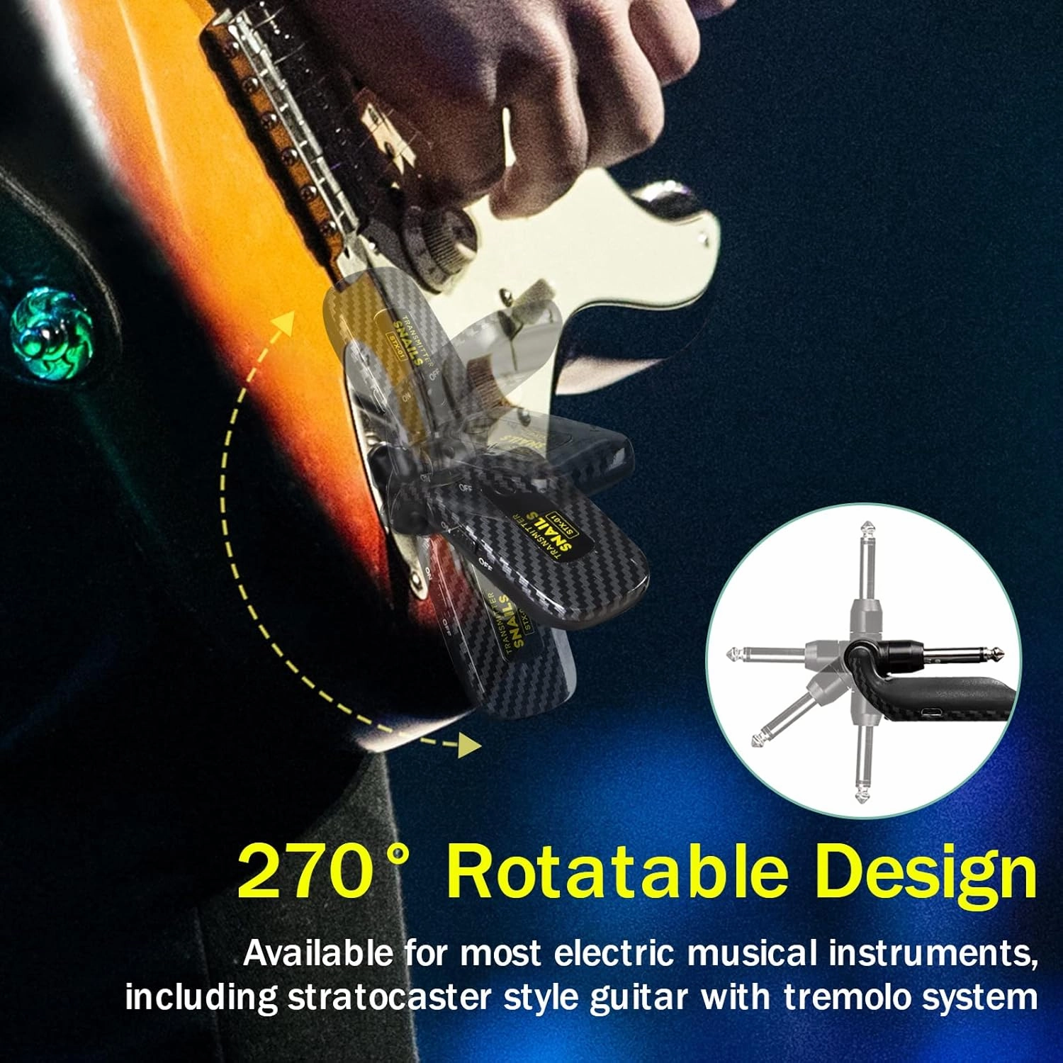 2.4GHZ Wireless Guitar System, Rechargeable Digital Wireless Guitar Transmitter Receiver with 4 Channels and Long Battery Endurance for Electric Guitar Bass