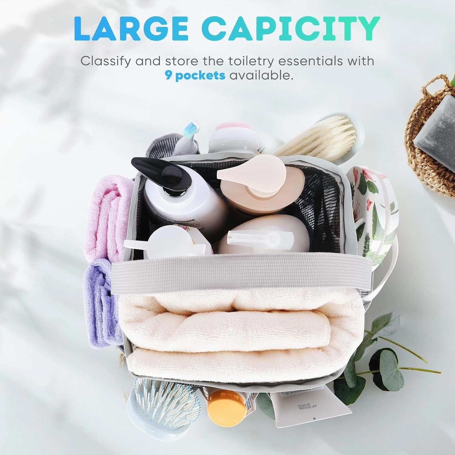 2 Pack Mesh Shower Caddy Portable for College Dorm Room Essentials, Shower Caddy Dorm with 8-Pocket Large Capacity,Shower Bag for Beach,Swimming,Gym