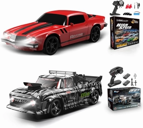 2 PCS RC Drift Car, RC Drift Car 1:24 Remote Control Car 4WD 15KM/H Remote Control Car and 1:12 Fast RC Car 2.4GHz 35KM/H High Speed Performance with Gyro Racing Car Gift for Adults Kids Boys Girls