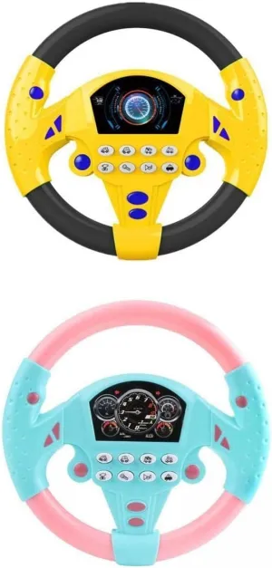 2pcs Steering Wheel Toy Driving Controller Portable Car Driving Toy Early Education Sounding Toy Gift Driving Wheel with Music Boys Game