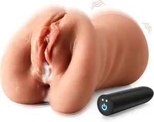 3 in 1 Pocket Pussy Male Masturbator with Bullet Vibrator 10 Patterns-Adult Sex Toy for Men Penis Stimulation,Blowjob Stroker Toy with 3D Realistic Tight Anus&Real Mouth for Man Masturbation Pleasure