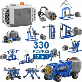 330Pcs Building Kit, 12 in 1 STEM Toys with Electric Power Motor for Kids, DIY Erector Set for Boys Girls, Technic Building Suit Creative Play Great Gift for Kids Age 6 