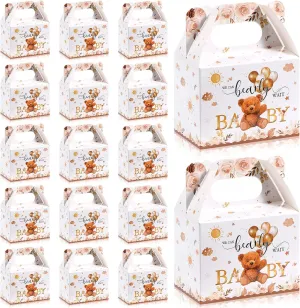 36 Pieces Bear Baby Shower Boxes Favor Treat Boxes Cute Paper Candy Cookies Decorations for Baby Shower Supplies Gender Reveal Bear Themed Birthday Party Decor(Brown)