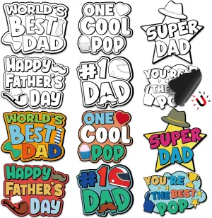 36 Set Father's Day Magnets Craft for Kids Bulk, Color Your Own Father's Day Magnets Craft Best Dad DIY Crafts Kit Gifts for Happy Father's Day Dad's Birthday Party and Fun Home Activities