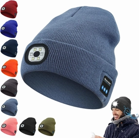 3-in-1 Function Bluetooth Beanie, Bluetooth Beanie with Light, Unisex 6 LED USB Rechargeable with Cordless Headphones