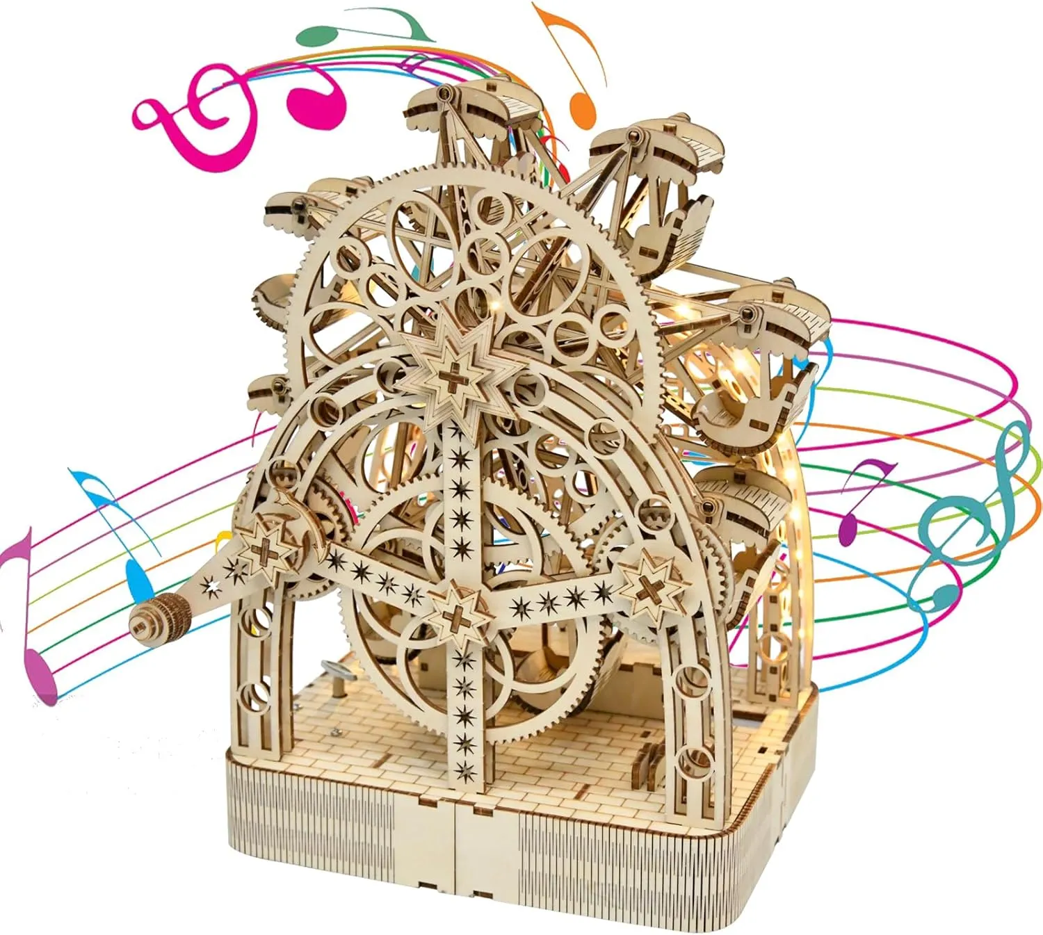 3D Wooden Puzzle Mechanical Ferris Wheels Music Box Model, Brain Teaser DIY Crafts Kits 3D Puzzles for Adults & Kids, Hobbies Projects Building Sets Creative Gift for Teens Boys Girls