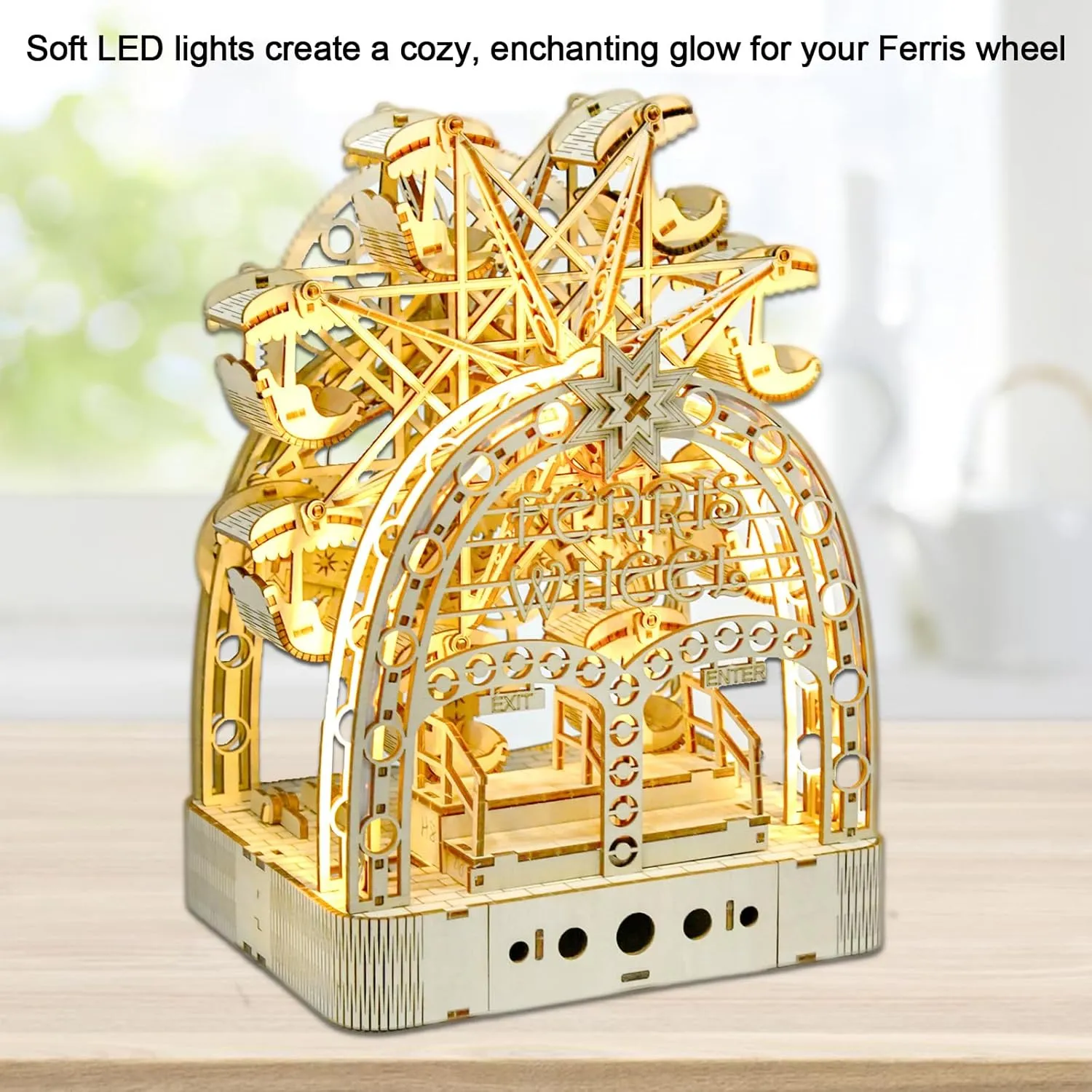 3D Wooden Puzzle Mechanical Ferris Wheels Music Box Model, Brain Teaser DIY Crafts Kits 3D Puzzles for Adults & Kids, Hobbies Projects Building Sets Creative Gift for Teens Boys Girls