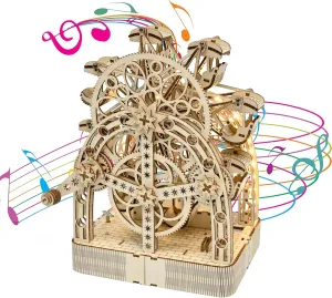 3D Wooden Puzzle Mechanical Ferris Wheels Music Box Model, Brain Teaser DIY Crafts Kits 3D Puzzles for Adults & Kids, Hobbies Projects Building Sets Creative Gift for Teens Boys Girls
