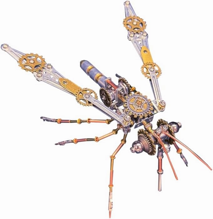 3D Metal Puzzles for Adults, 213 PCS Steampunk Mechanical Mosquito Model Kit, Creative Desk Ornament for Home & Office