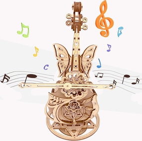 3D Puzzle Wooden Model Kits for Adults - DIY Cello Music Box Mechanical Jigsaw Puzzles Construction Craft Kits for Age 14  Years Old