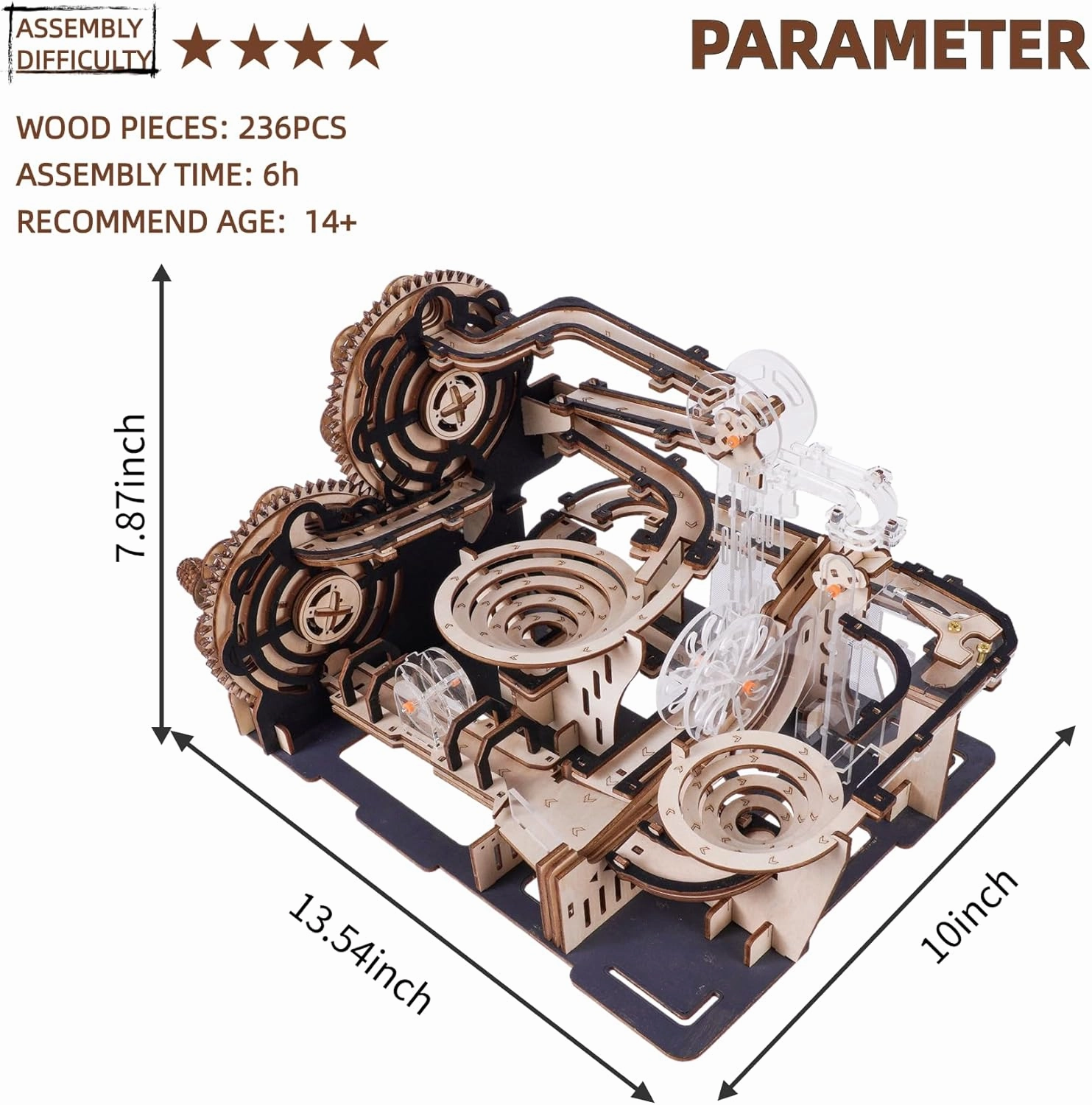 3D Puzzles for Adults, 3D Puzzles Wooden Marble Run Wood Model Building Toy Kits Model Kits for Adults to Build for Adults&Teens (Wooden Marble Run)