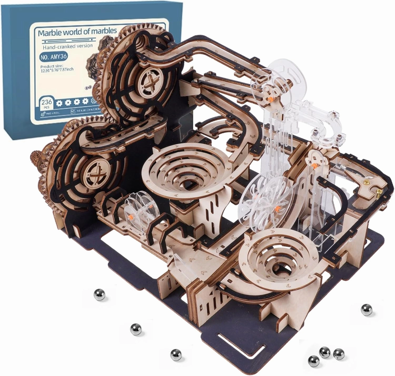 3D Puzzles for Adults, 3D Puzzles Wooden Marble Run Wood Model Building Toy Kits Model Kits for Adults to Build for Adults&Teens (Wooden Marble Run)