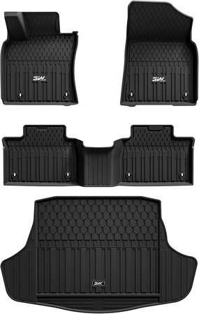 3W Floor Mats & Cargo Liner for Toyota Camry 2025 TPE All Weather Custom Fit 2025 Camry(Include Hybrid/SE/XSE/LE/XLE/LEV), 1st & 2nd Row and Trunk Mat, Black
