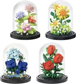 4 Assembly Bonsai Tree Flowers Micro Bricks Building Set with Dust Cover,Artificial Flowers Botanical Collection for Home Decor, Creative Gifts for Adults Women Boys Girls,1136 Pieces