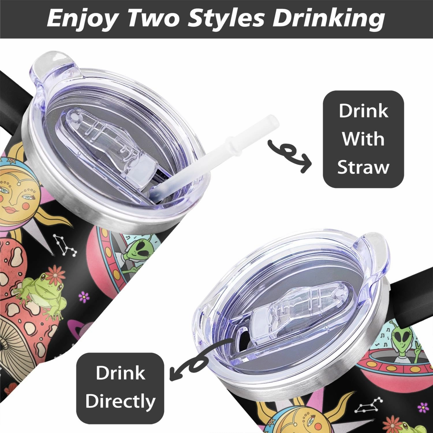 40 oz Mushroom Tumbler with Handle and Straw Lid,Leak Proof Travel Stainless Insulated Tumbler,Cup Holder Friendly,Perfect for Outdoor Travel Car and Sports