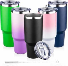 40 oz Tumbler with Lids and Straws Double Wall Vacuum Insulated Tumbler Cup,Stainless Steel Leak-proof Thermal Tumbler Powder Coated Travel Coffee Mug for Cold and Hot Drinks,Black