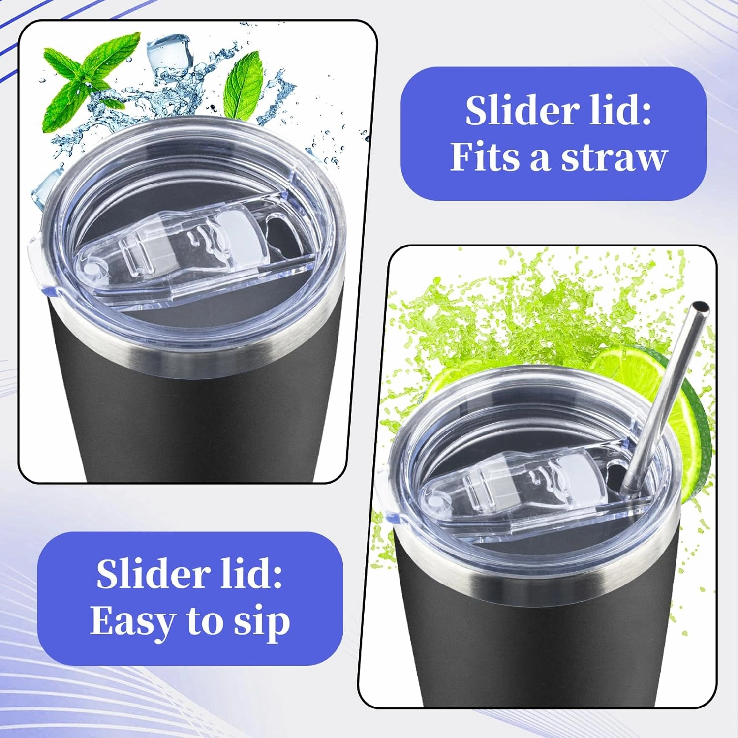 40 oz Tumbler with Lids and Straws Double Wall Vacuum Insulated Tumbler Cup,Stainless Steel Leak-proof Thermal Tumbler Powder Coated Travel Coffee Mug for Cold and Hot Drinks,Black