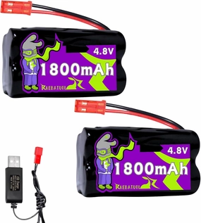 4.8V 1800mAh Ni-Cd 2 2 Square Sharp Rechargeable Battery with JST Plug(red),Fit for Toy Car Boat Plane Sharver etc. with Charger （4*AA）
