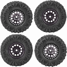 4pcs RC Rubber Tire, Crawler 2.2-inch Metal Hex Wheel Hub Accessory Fit for 1:10 On Road Racing Car ()
