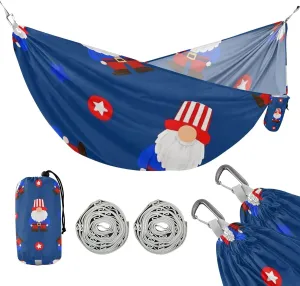 4th of July Independence Day Red and Blue Dwarfs 330lb Capacity Outdoor Hammock Portable Hammock for Indoor Outdoor Patio hamaca para Camping 0 a 24 Meses