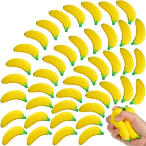 50 Pieces Banana Stress Toy PU Tiny Stretchy Fidget Banana Sensory Toy for Anxiety Relief Party Favors Adults Supply