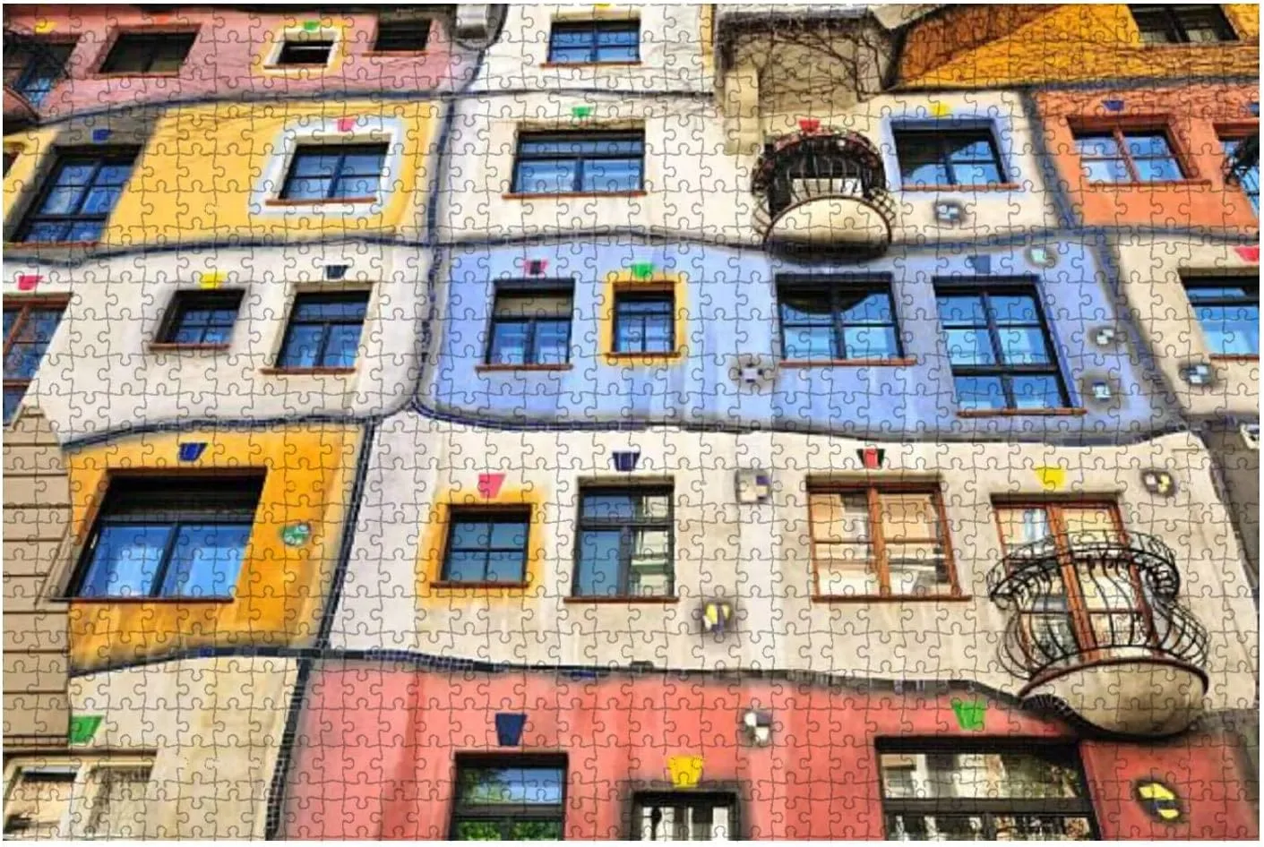 500 Piece Colourful Facade of The Hundertwasser House, Hundertwasserhaus, Large Piece Jigsaw Puzzles for Adults Educational Toy for Kids Creative Games Entertainment Wooden Puzzles Home Decor