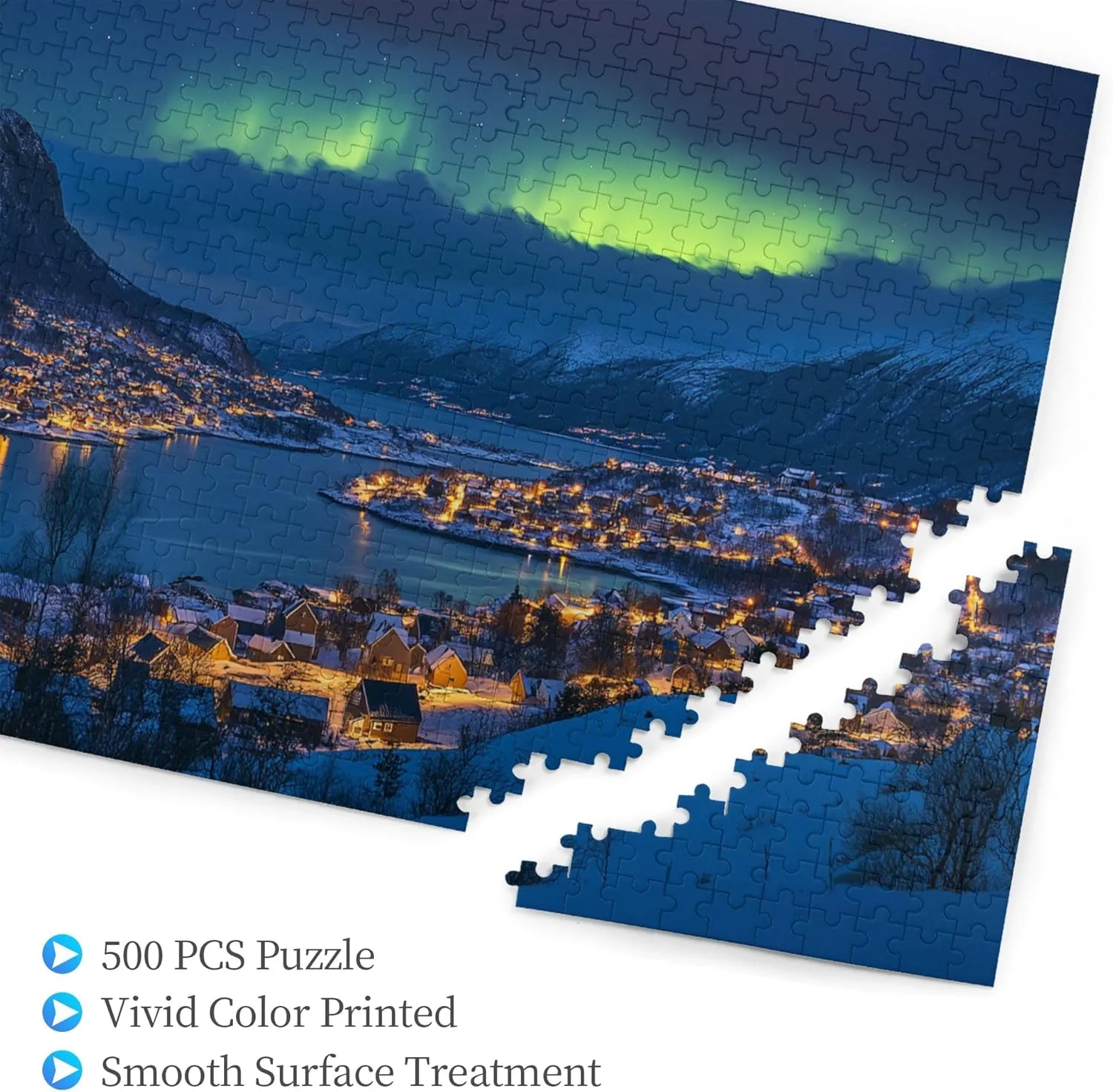 500 Piece Jigsaw Puzzle for Adults Norwegian Polar Towns,Ideal for Relaxation and Family Fun,Enjoy The Puzzle Solving Process,Classic Scenery Wooden Puzzles,Gifts for Friends and Family