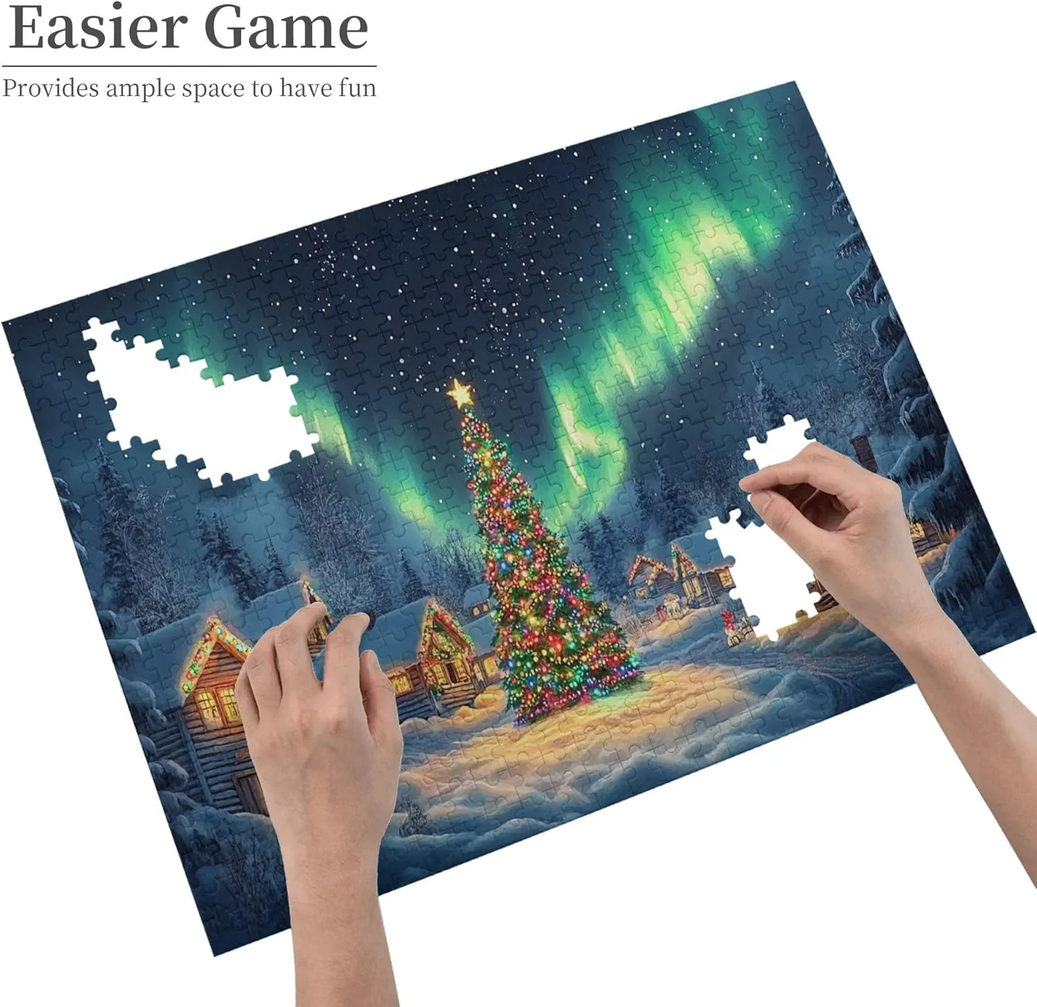 500 Piece Jigsaw Puzzles Polar Christmas Snow Scenery,Creative Activity Hobbies for Adults,Collectible Puzzle Featuring Christmas,Classic Wooden Puzzle for Adults