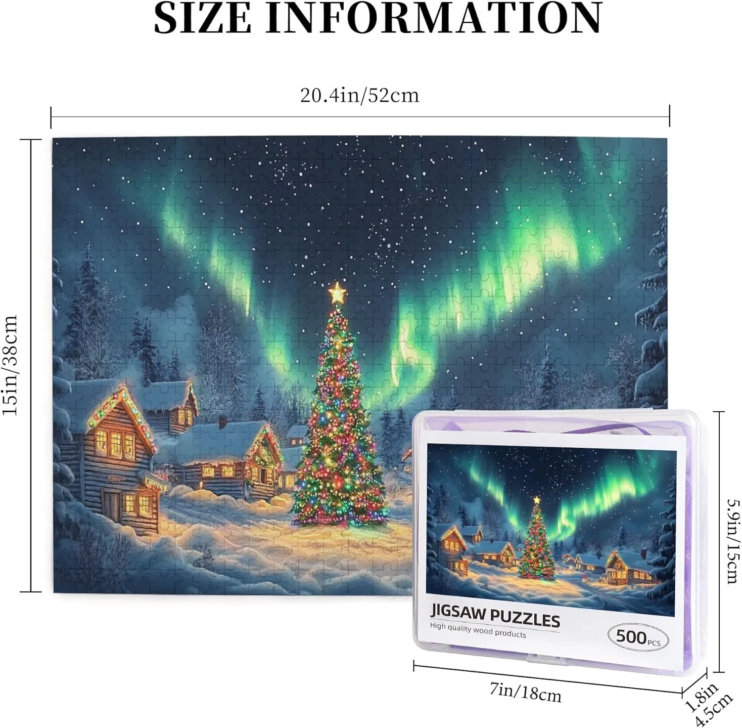 500 Piece Jigsaw Puzzles Polar Christmas Snow Scenery,Creative Activity Hobbies for Adults,Collectible Puzzle Featuring Christmas,Classic Wooden Puzzle for Adults