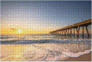 500 Piece Johnnie Mercers Fishing Pier at Sunrise in Wrightsville Beach East of Large Piece Jigsaw Puzzles for Adults Educational Toy for Kids Creative Games Entertainment Wooden Puzzles Home Decor