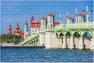 500 Piece St Augustine Florida Skyline at Bridge Lions Large Piece Jigsaw Puzzles for Adults Educational Toy for Kids Creative Games Entertainment Wooden Puzzles Home Decor