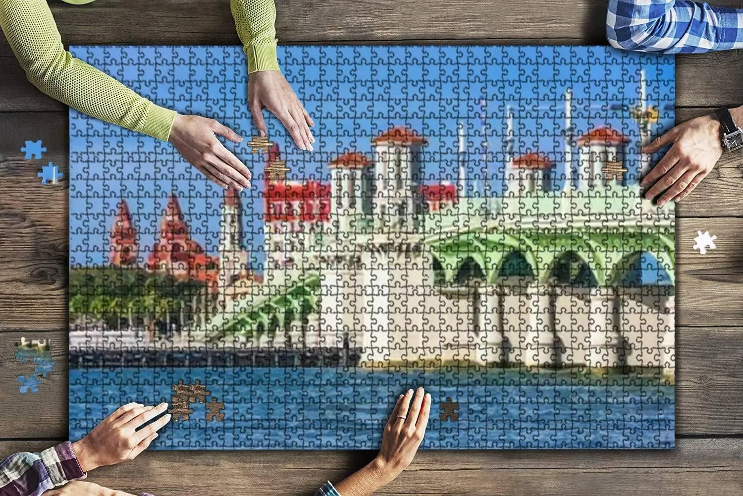 500 Piece St Augustine Florida Skyline at Bridge Lions Large Piece Jigsaw Puzzles for Adults Educational Toy for Kids Creative Games Entertainment Wooden Puzzles Home Decor