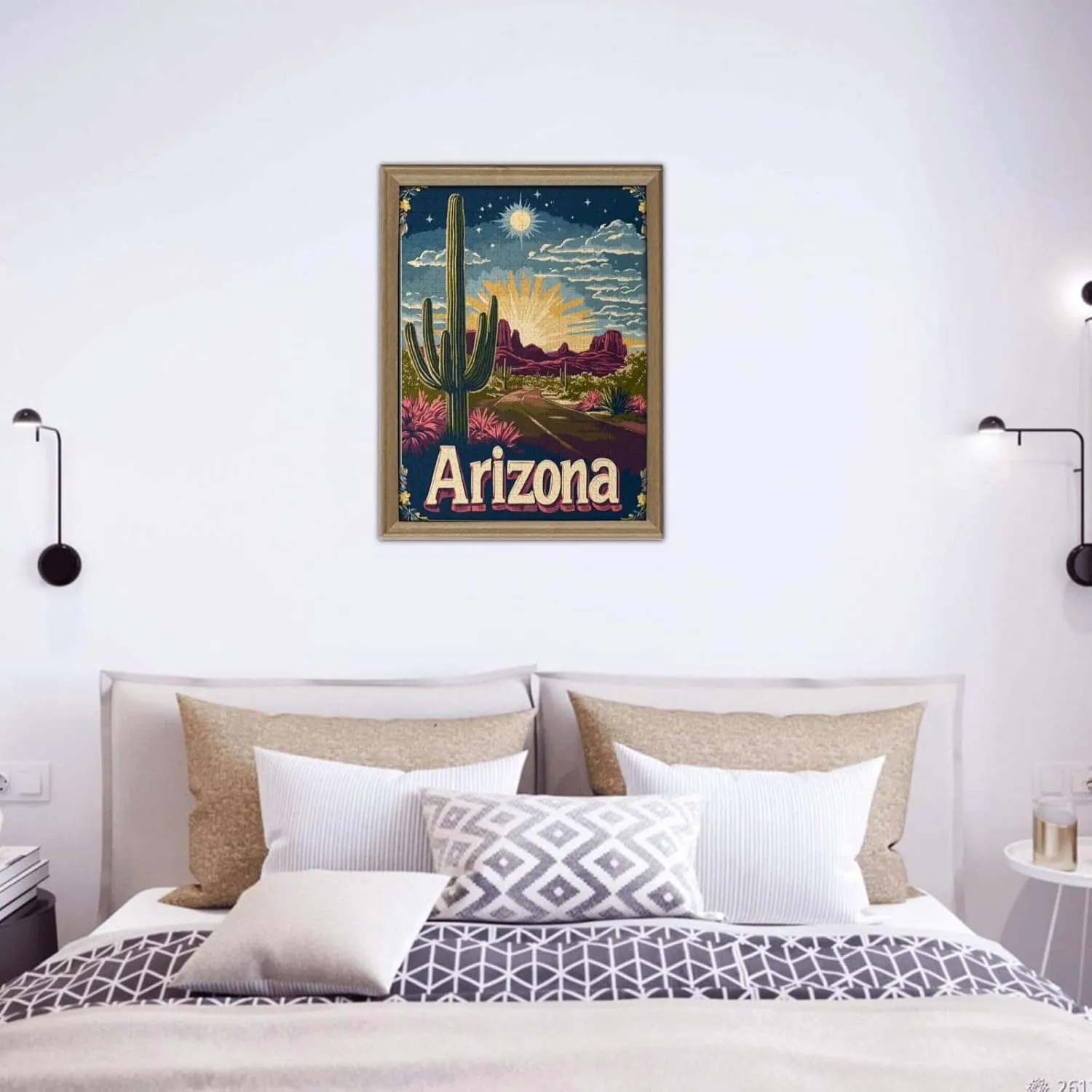 500 Piece Wooden Puzzle for Adults,Iconic Arizona Desert Landscape with Towering Saguaro Cacti,Southwestern Wilderness Artwork,Brain Training Challenge,Stress Relief Activity