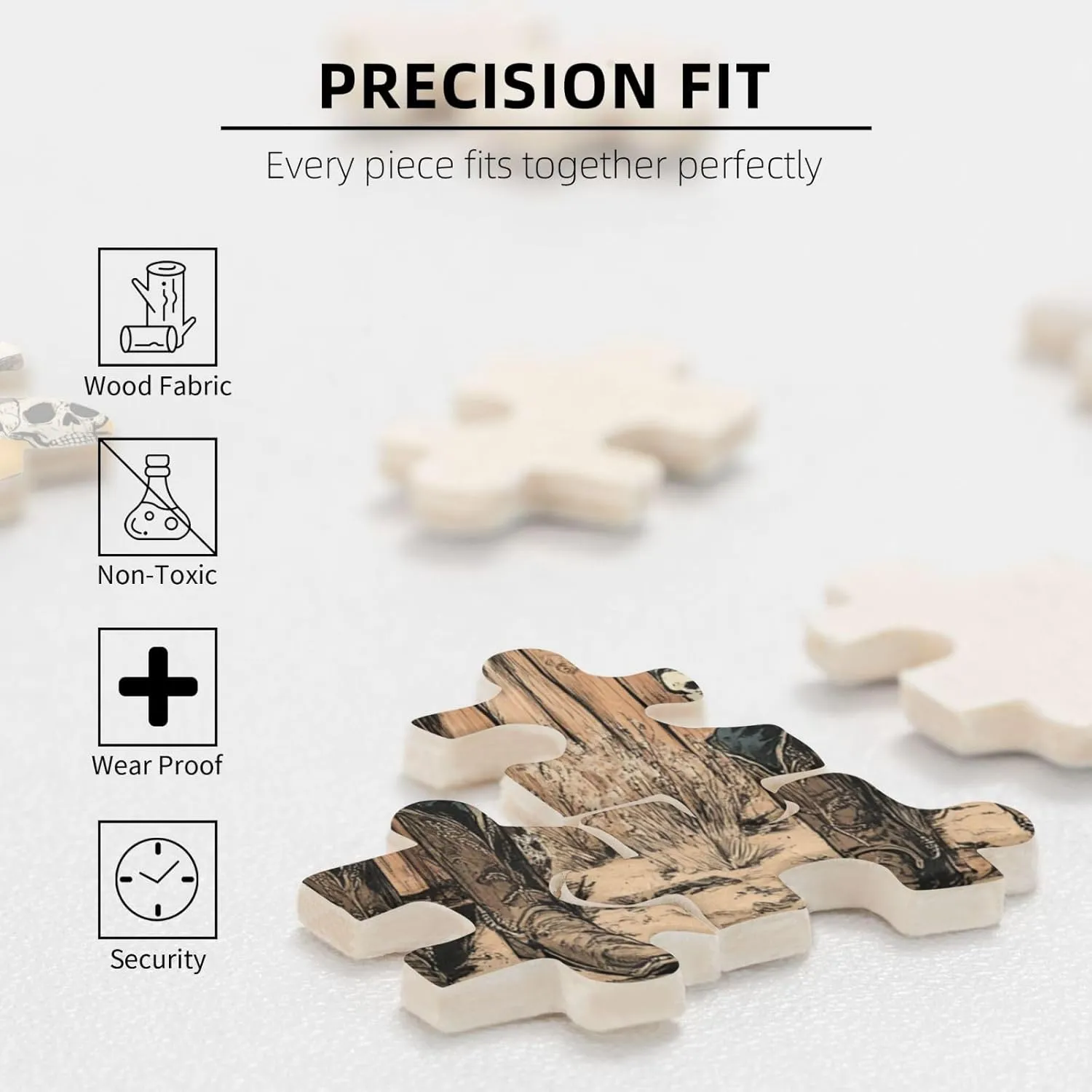 500 Piece Wooden Puzzle for Adults,Two Skeleton Cowboys in Desert,Brain Training Challenge, Stress Relief Activity,Unique Artwork for Adult,Eco-Friendly Pieces，Gifts for Friends