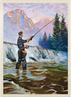 500 Pieces Puzzles for Adults - Classic Sportsman: Fly Fishing Funny Puzzle Unique Difficult and Challenge Large Puzzle Game Toys Gift