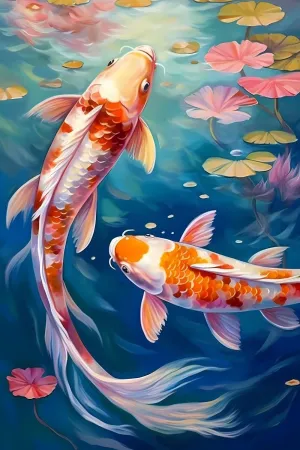 500 Pieces Puzzles for Adults - Koi Fish in Pond Funny Family Interactive for Puzzles Club Decor Or Gifts for Friends